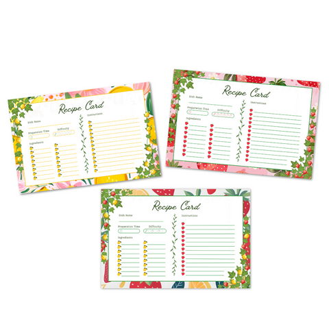 Juego de 12 tarjetas con recetas