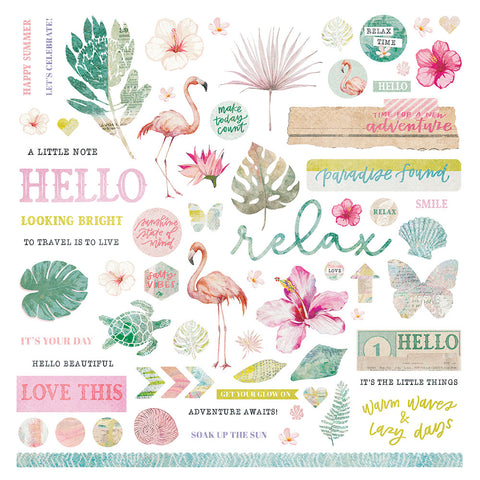Aloha Vibes Cardstock Stickers - 12'' x 12''