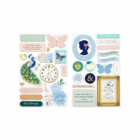 Vintage Peacock Chipboard Stickers