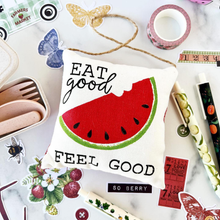 Load image into Gallery viewer, Eat Good Feel Good Watermelon Ornament Pillow
