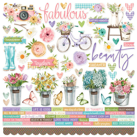 Fleur & Found Cardstock Stickers - 83 pcs - 12'' x 12''