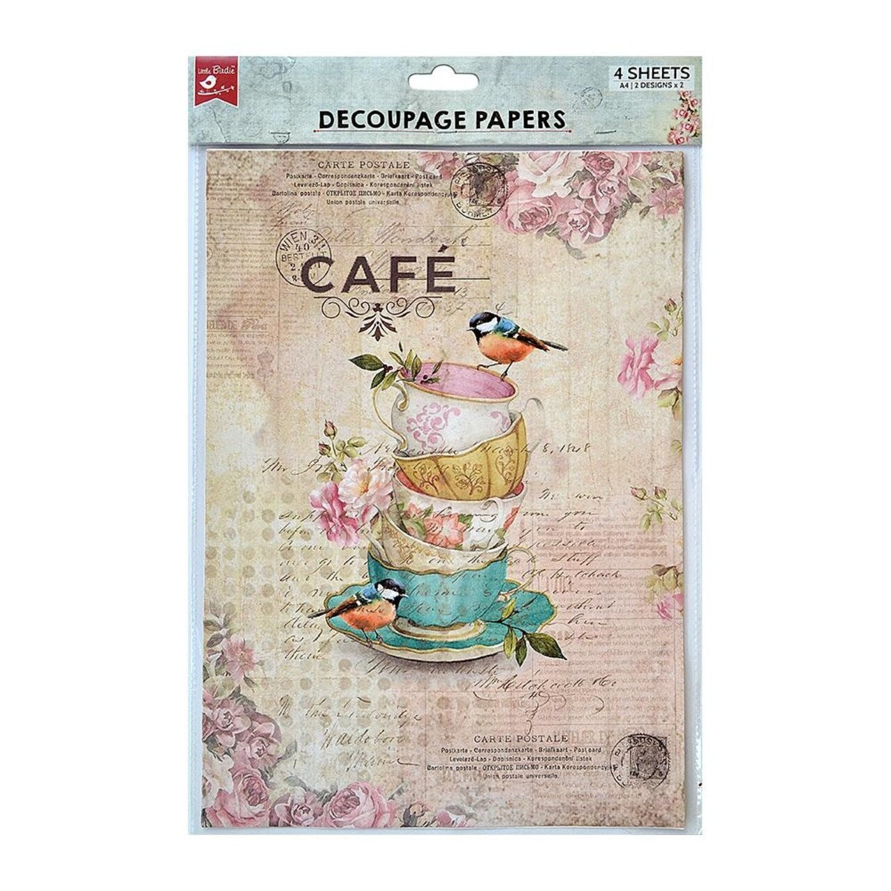 Juego de decoupage Freedom Café A4 - 4 hojas 