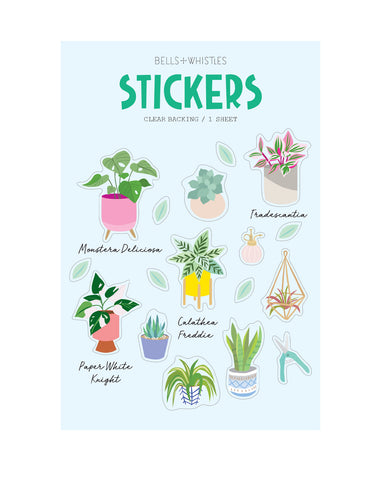 House Plants Clear Stickers - 17 Stickers
