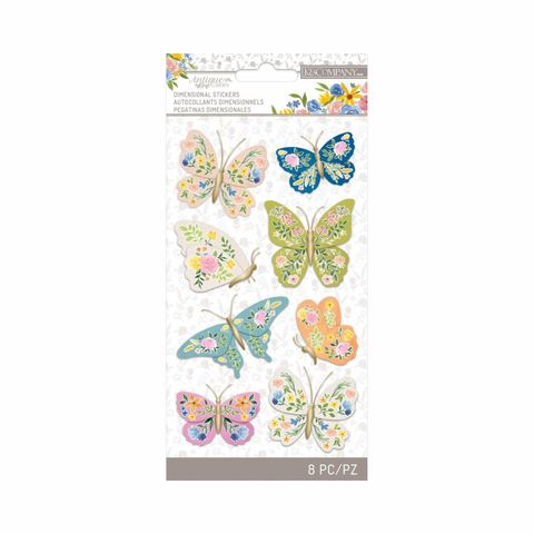 Antique Butterfly Garden Dimensional Stickers