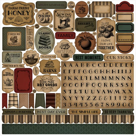 Market Day Vintage Cardstock Stickers - 12