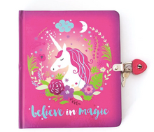 Load image into Gallery viewer, Believe in Magic Unicorn Locking Journal
