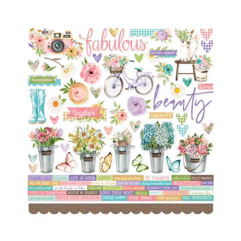 Fleur & Found Cardstock Stickers - 83 pcs - 12'' x 12''