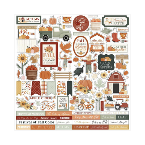 Golden Autumn Cardstock Stickers - 12