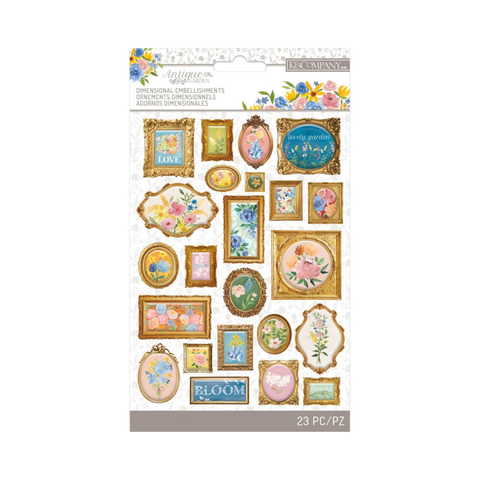 Antique Garden Floral Frames Dimensional Embellishments