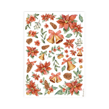 Holiday Poinsettia and Bells Rice Paper