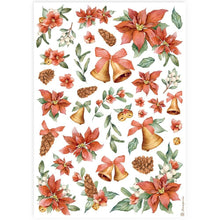 Holiday Poinsettia and Bells Rice Paper