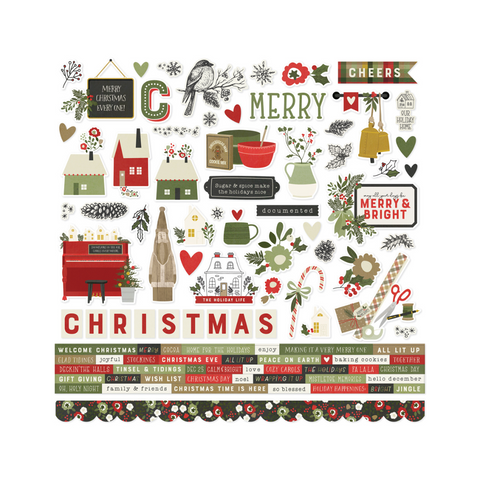 Merry and Bright Cardstock Sticker Sheet - 12