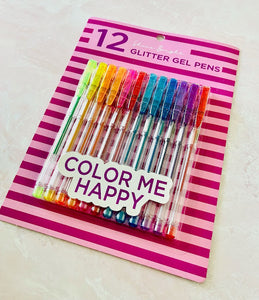 Color Me Happy Glitter Gel Pen Set of 12