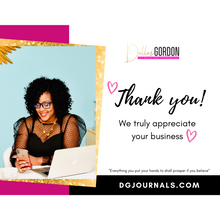 Load image into Gallery viewer, Online Shop Thank You Card Canva Template - The Dallas Gordon Collection
