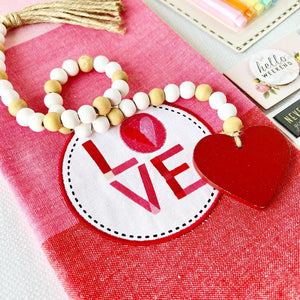 Love Embellished Tea Towel